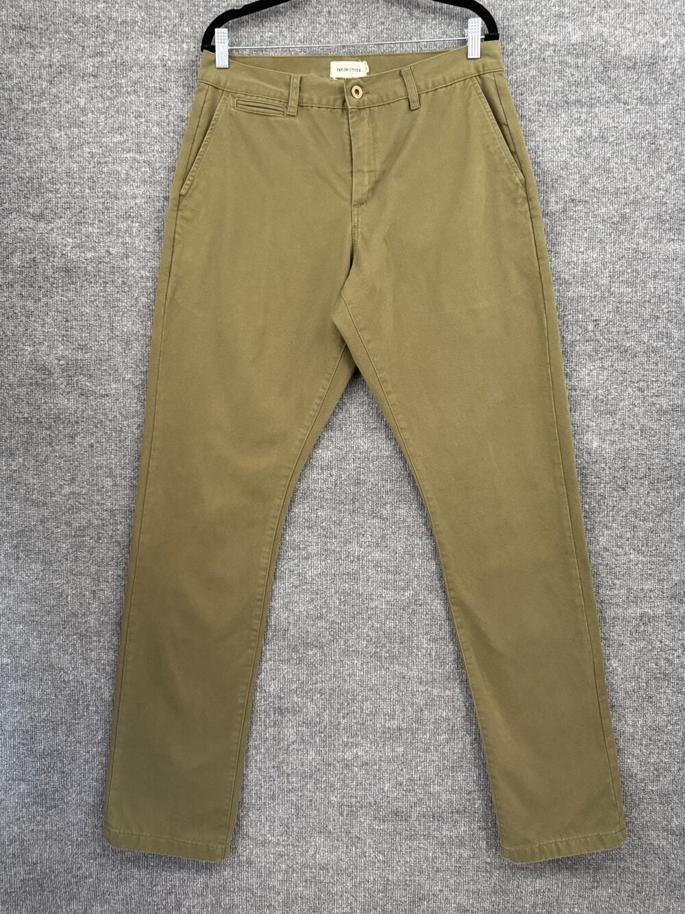 Taylor Stitch Mens Democratic Chino Pants 34x35 Olive Green 100% Cotton Casual